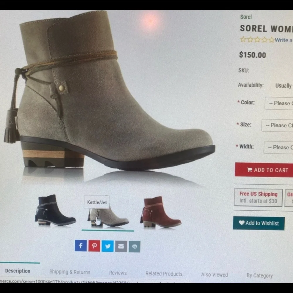 SOREL modern ankle boot in gray suede